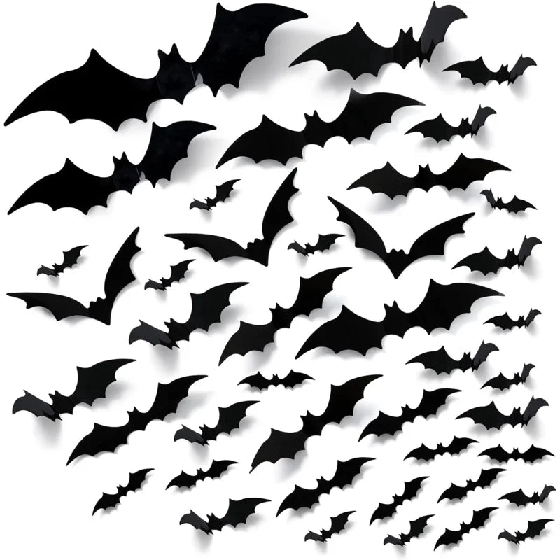 Bats Wall Decor, 120Pcs 3D Bat Halloween Decorations