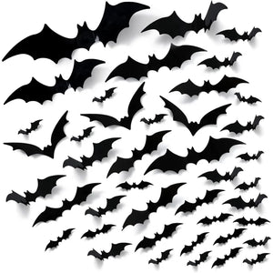 Bats Wall Decor, 120Pcs 3D Bat Halloween Decorations